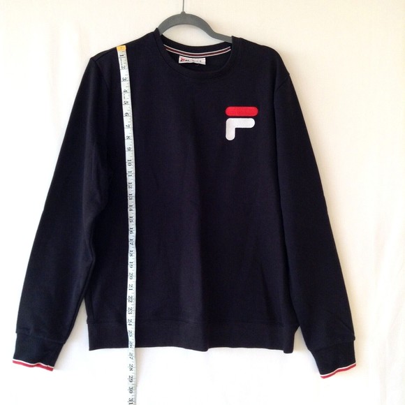 Fila Athletic Sweatshirt Black Crewneck Pullover Sweater Lightweight Size M - Picture 5 of 9